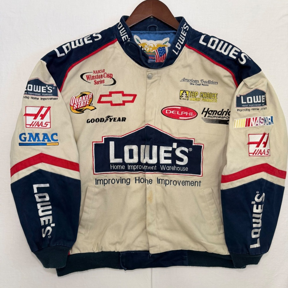 Vintage‎ NASCAR Jimmie Johnson Jeff Hamilton Racing Jacket Mens XL Lowes